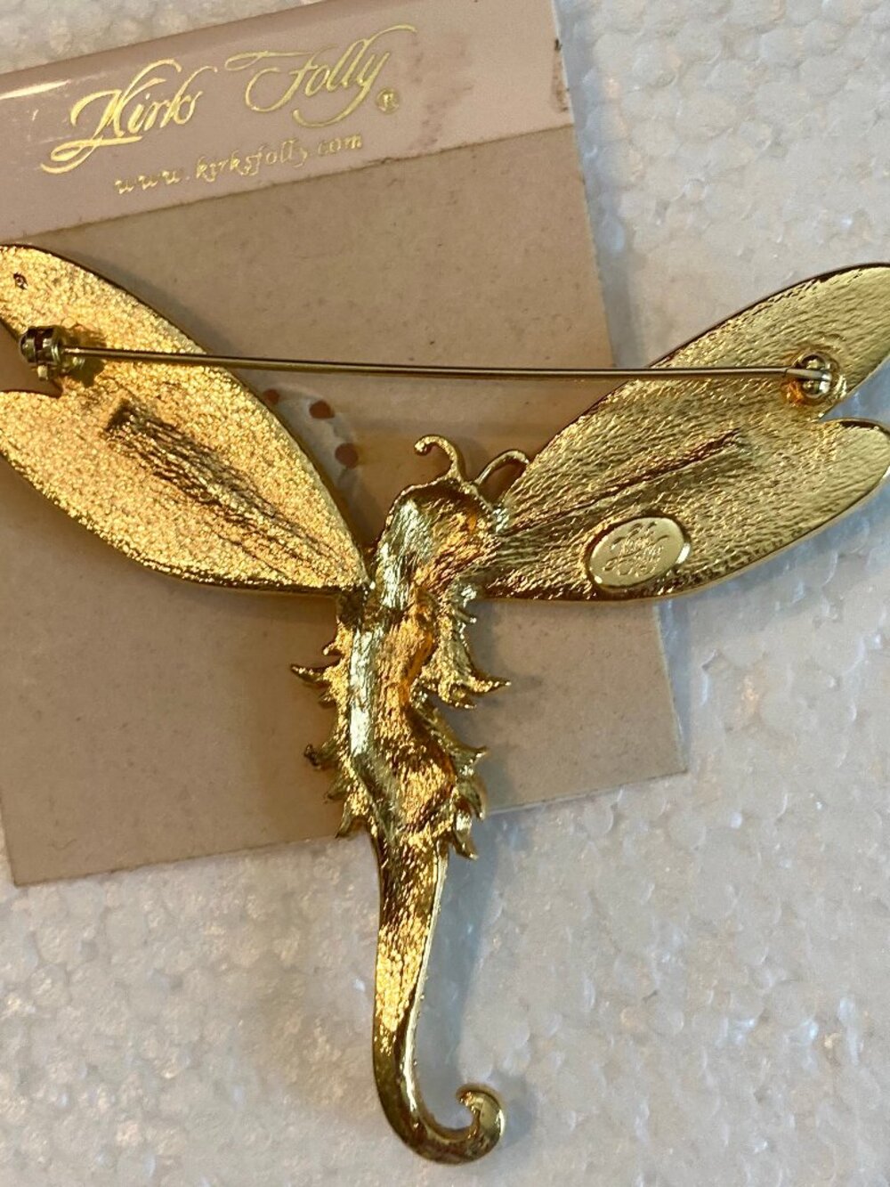 KIRKS FOLLY SIGNED/VERY RARE DRAGONFLY FAIRY BROOCH W/AMAZING DETAILS-SEE NOW - Picture 2 of 7